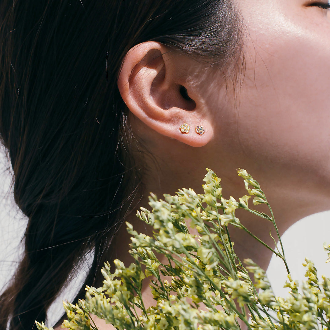 ビズー公式】ダイヤモンド k10 K18 ピアス パルテール | 希少石カラー