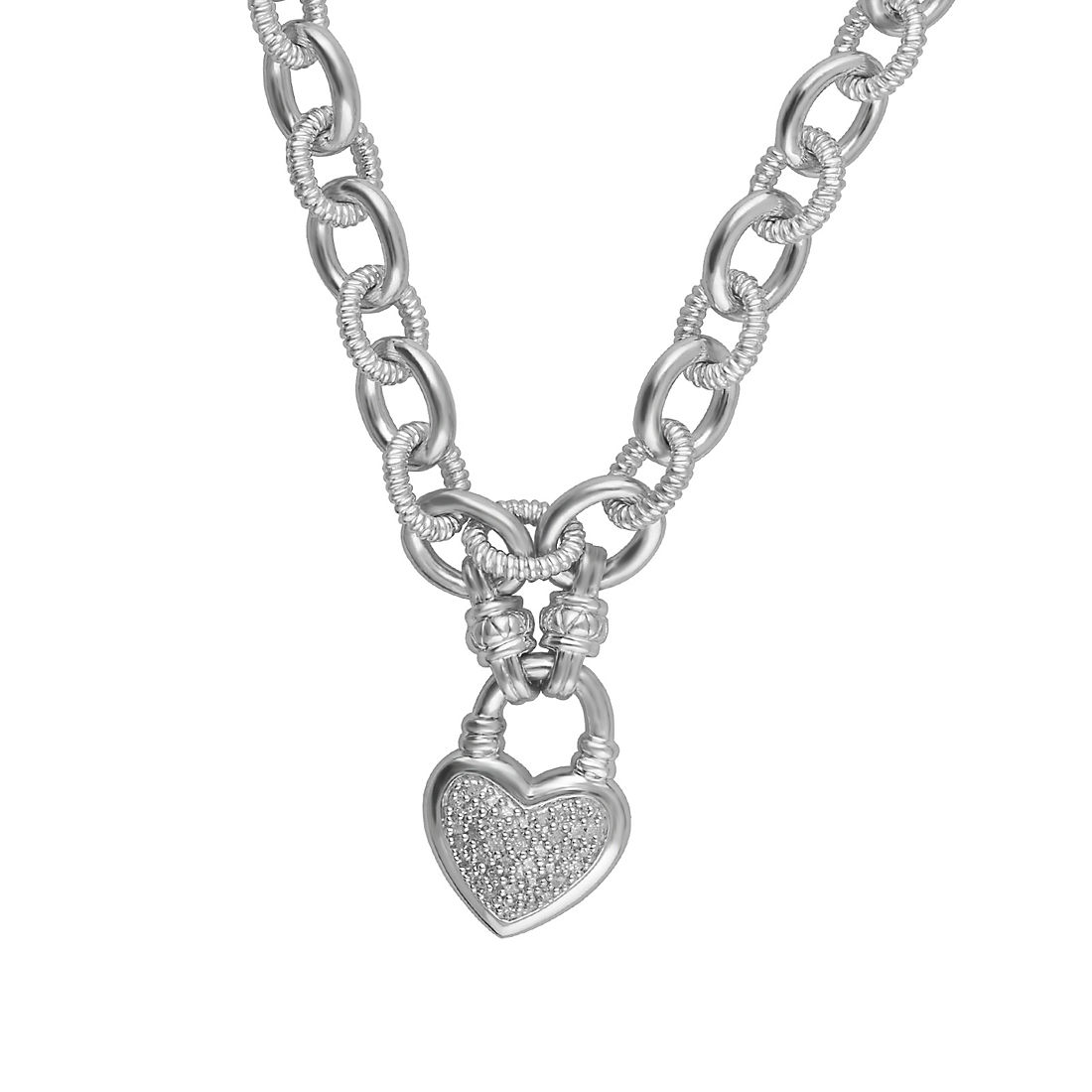 25 ct. t.w. Diamond Heart Toggle Necklace in Sterling Silver