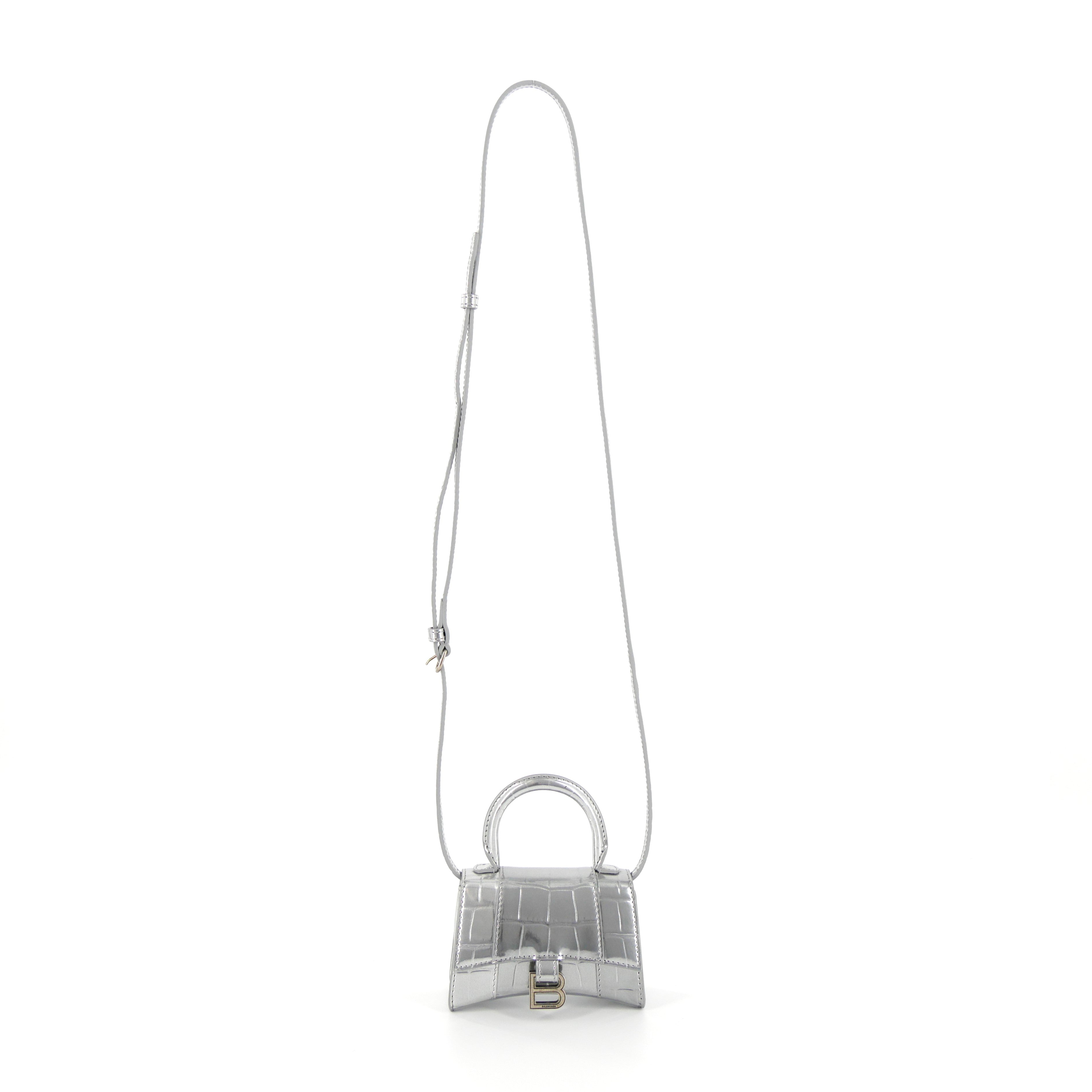 正規品・送料無料】BALENCIAGA / HOURGLASS MINI HAND BAG(SILVER