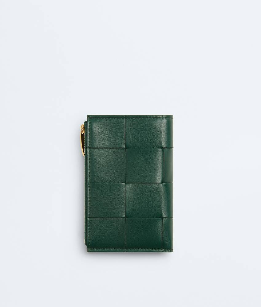 Women's Cassette Medium Bi-Fold Wallet in Emerald green | Bottega