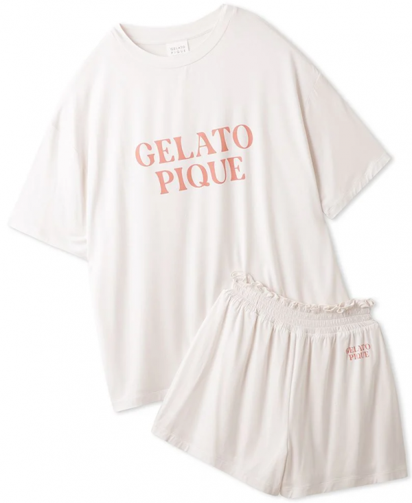gelato pique カラフルレーヨンロゴTシャツ＆ショートパンツセット