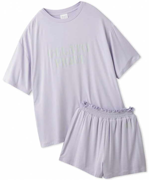 gelato pique カラフルレーヨンロゴTシャツ＆ショートパンツセット