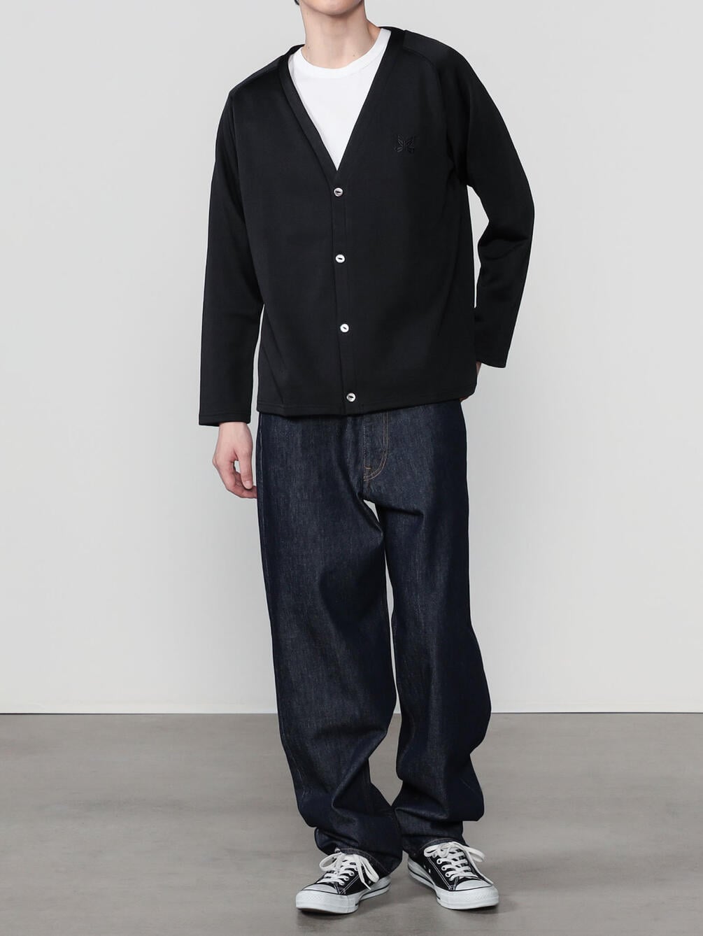 t*6様 Needles ブラック Vネック カーディガン V NECK CARDIGAN-POLY