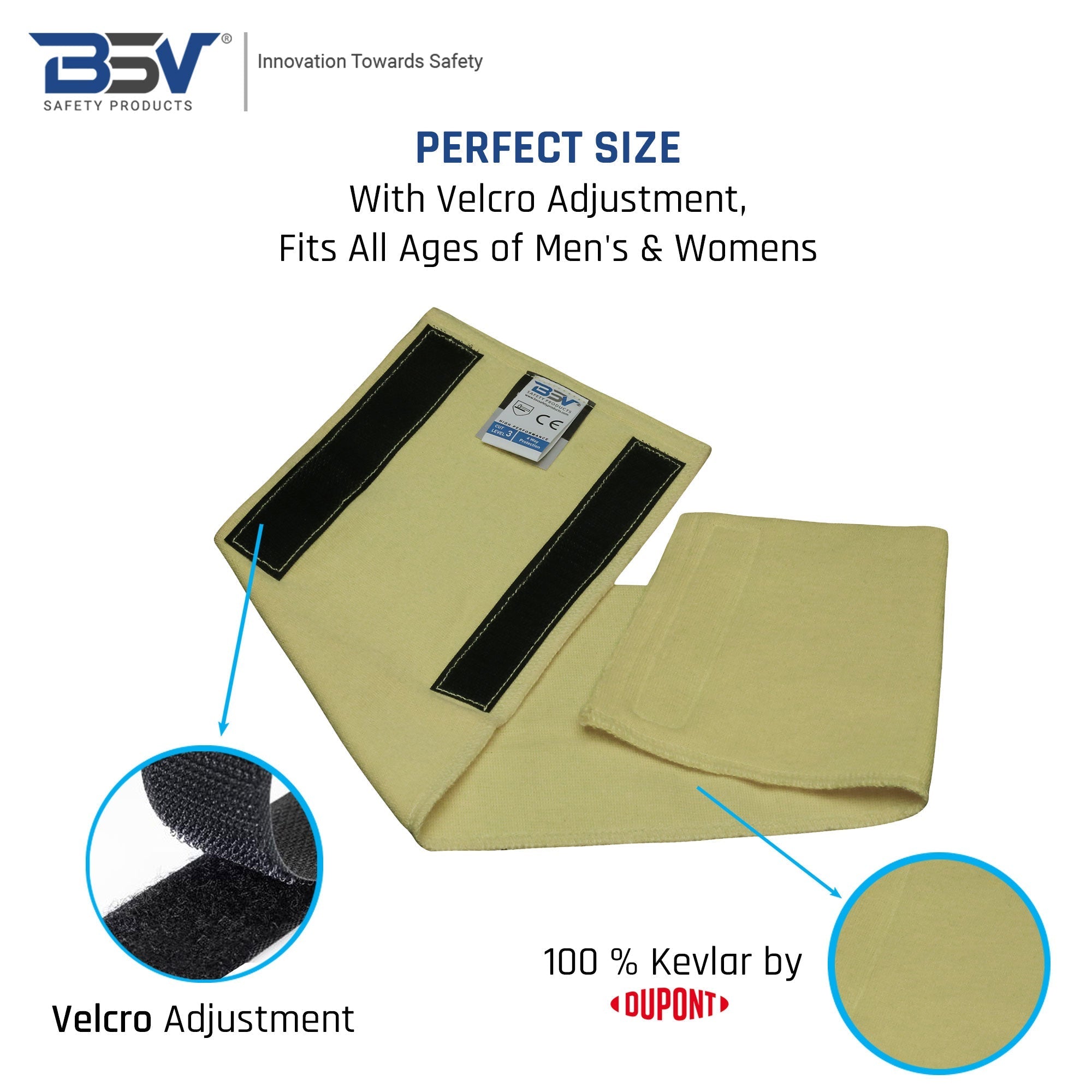 BSV Kevlar 2 Layers Adjustable Neck Protector Yellow - Cut