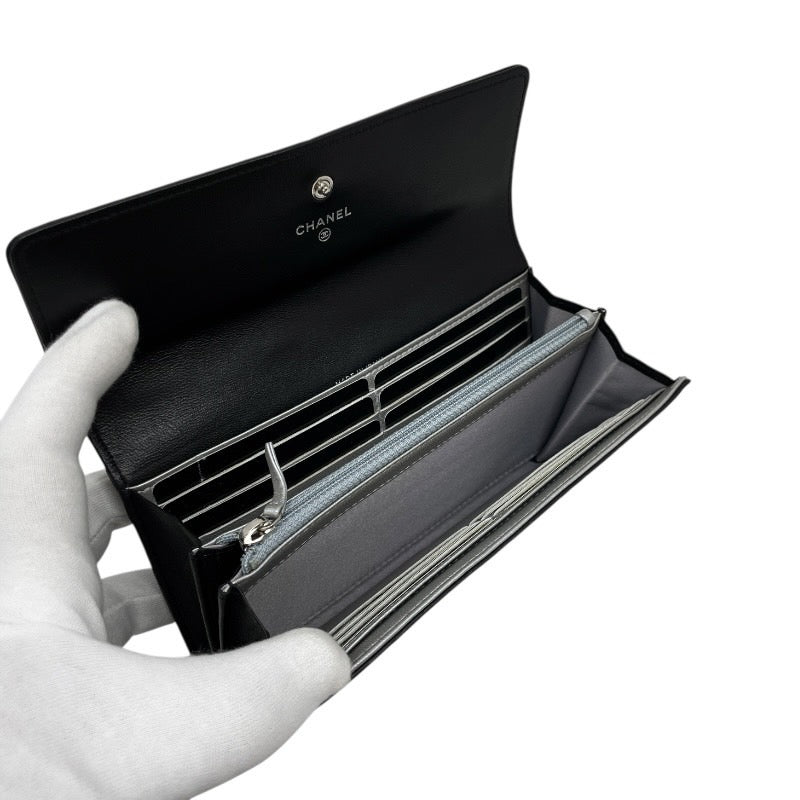 未使用品】【CHANEL】シャネル カメリア フラップ ロングウォレット