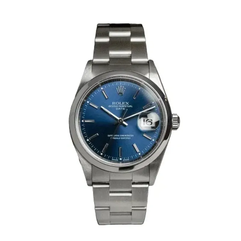 ロレックス オイスターパーペチュアルデイト SS/AT/青文字盤 15200