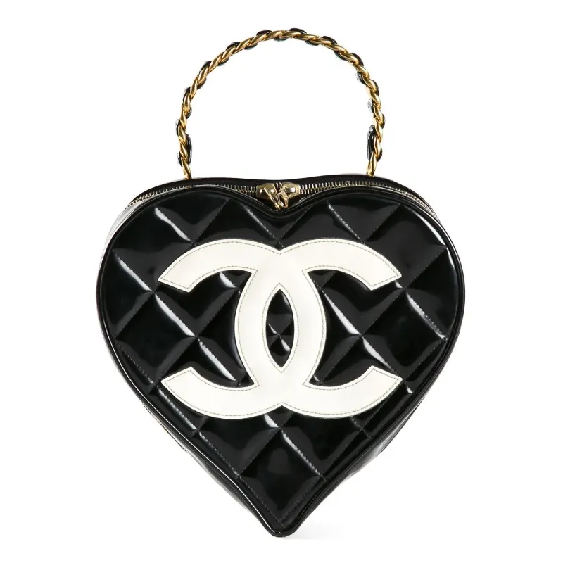 バニティバッグ マトラッセ ハート パテント ブラック ヴィンテージ
