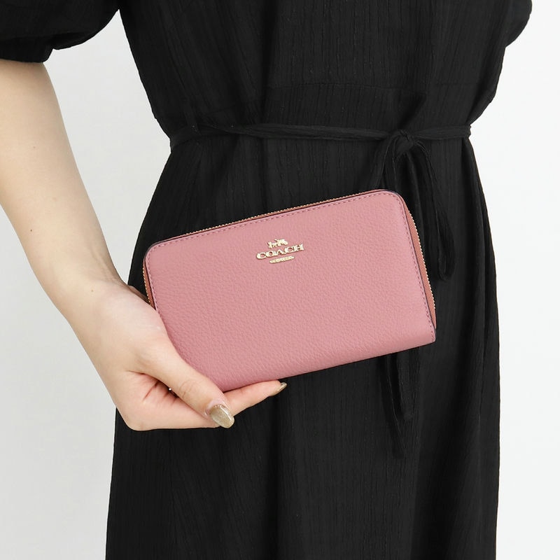 Brandol / COACH コーチ ラウンドファスナー長財布 レザー ピンク