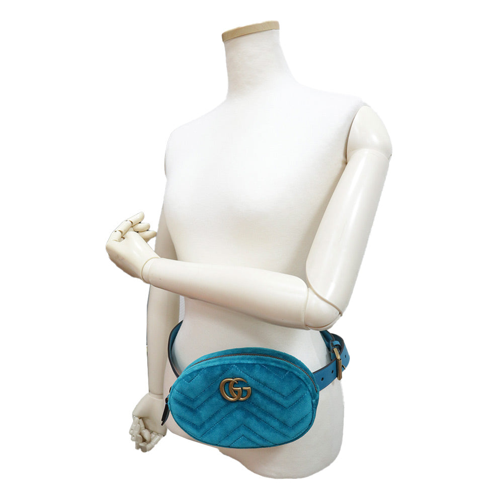 GUCCI ベルトバッグ グッチ GGマーモント ベルベット グリーン GUCCI