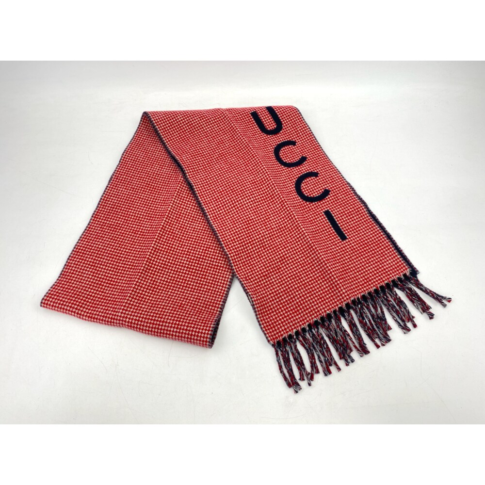 GUCCI GGロゴ マフラー 赤ネイビー GUCCI マフラー ネイビー/レッド