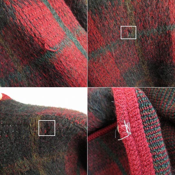 60's USA製 Jantzen 好配色 モヘアカーディガン 赤系 チェック柄 L 毛