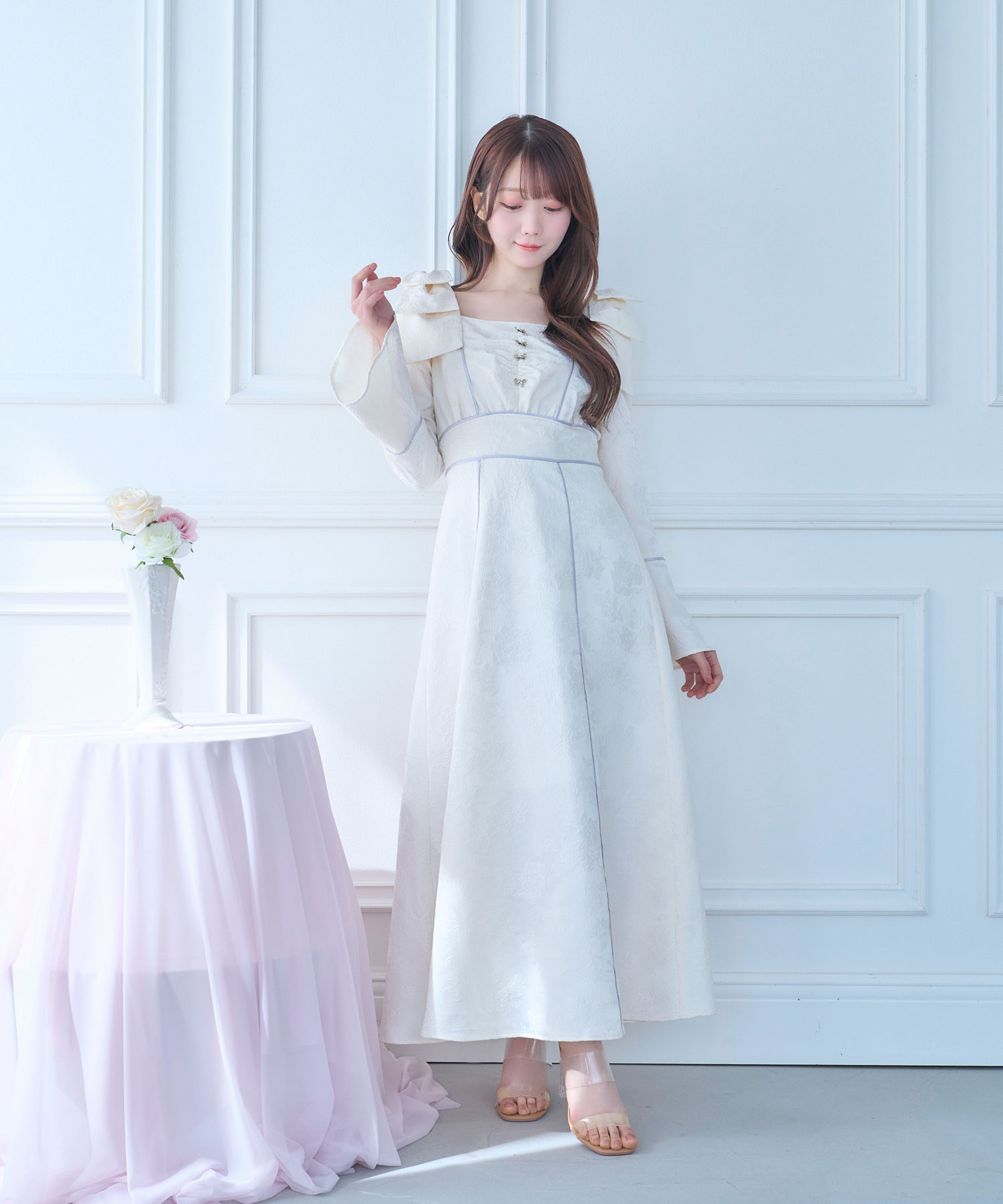 Sweet Ribbon Off-Shoulder Knit Dress ピンク Sweet Ribbon Off