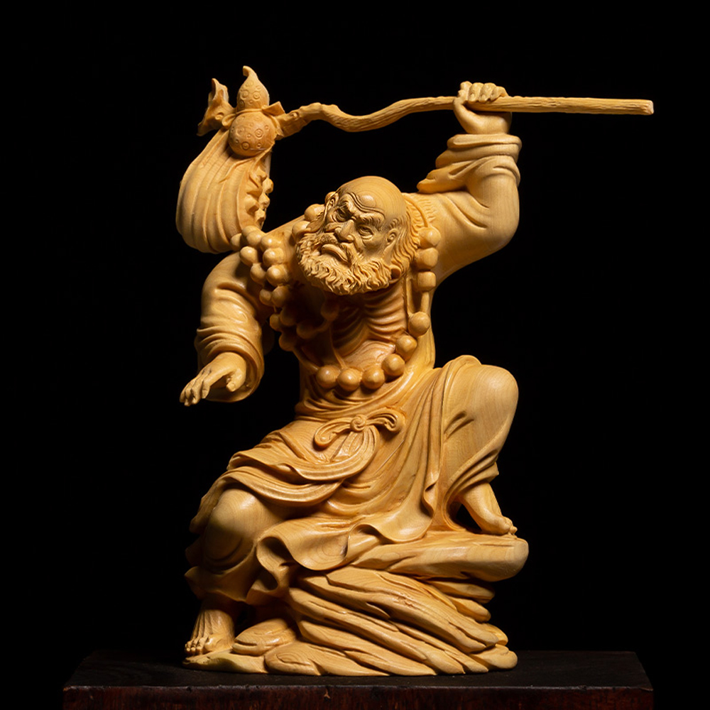仏像専門店 仏像屋 / 天然ツゲ 黄楊 柘植 木彫り彫刻達磨像 達磨大師