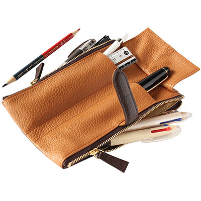 ルポ・ペンケース 1本差し ファスナー イタリアンレザー使用