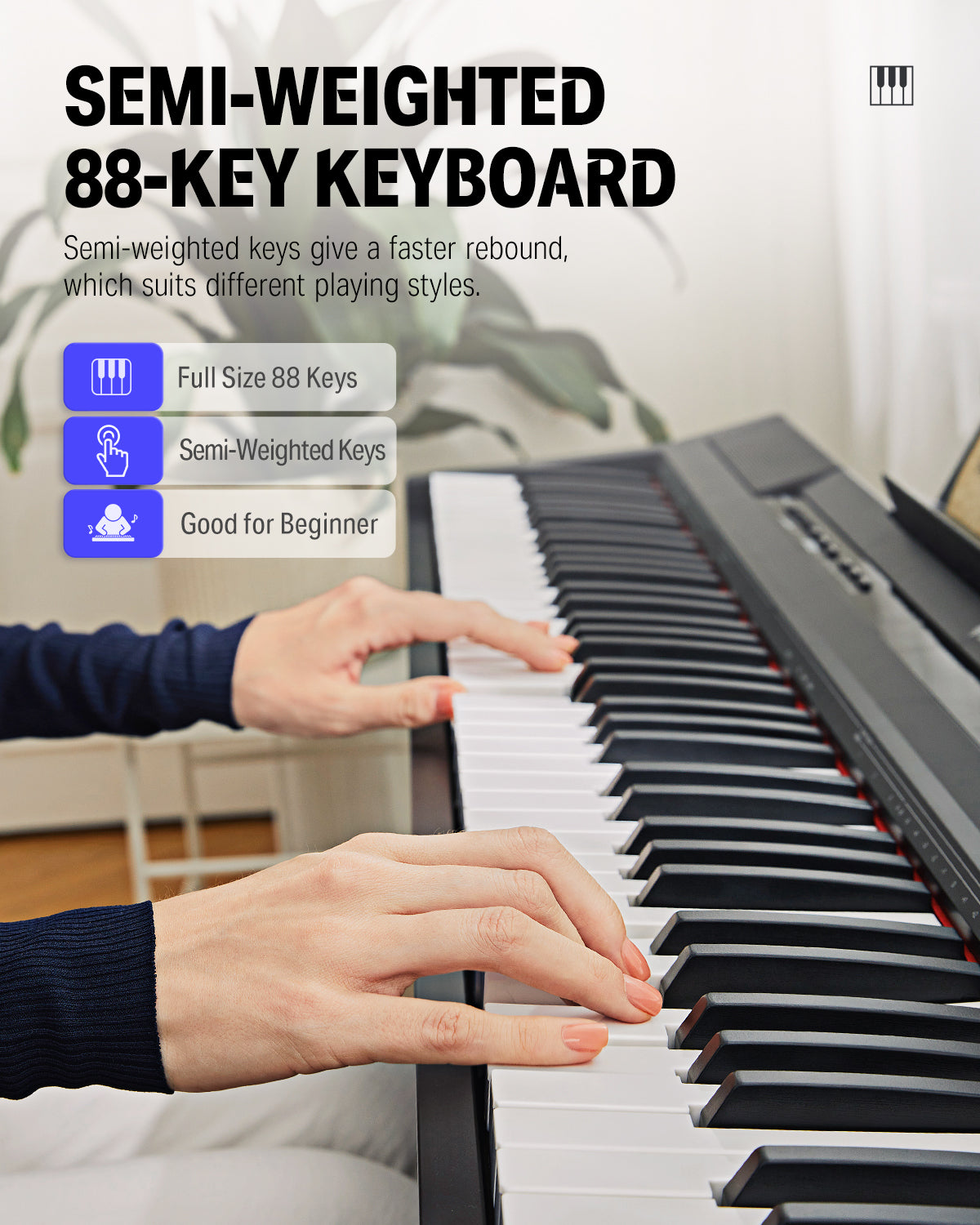 Donner DEP-10 Upright 88-Key Semi-Weighted Portable Keyboard
