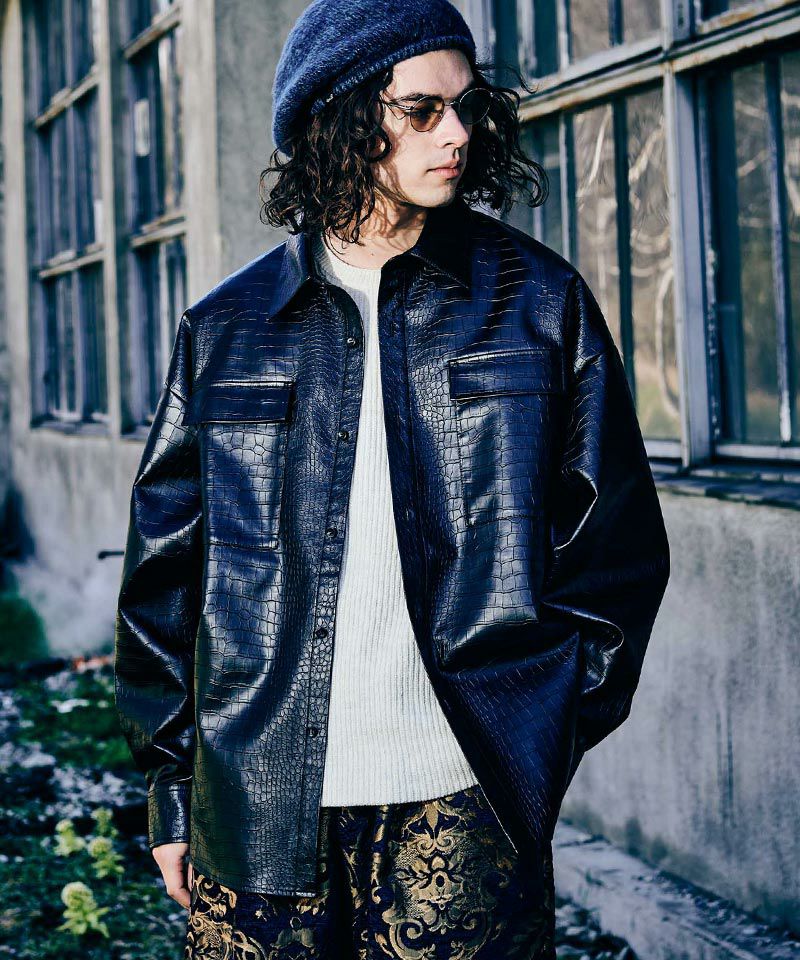 50%OFF【glamb(グラム)】Synth Leather SH シンセレザーシャツ(GB0323