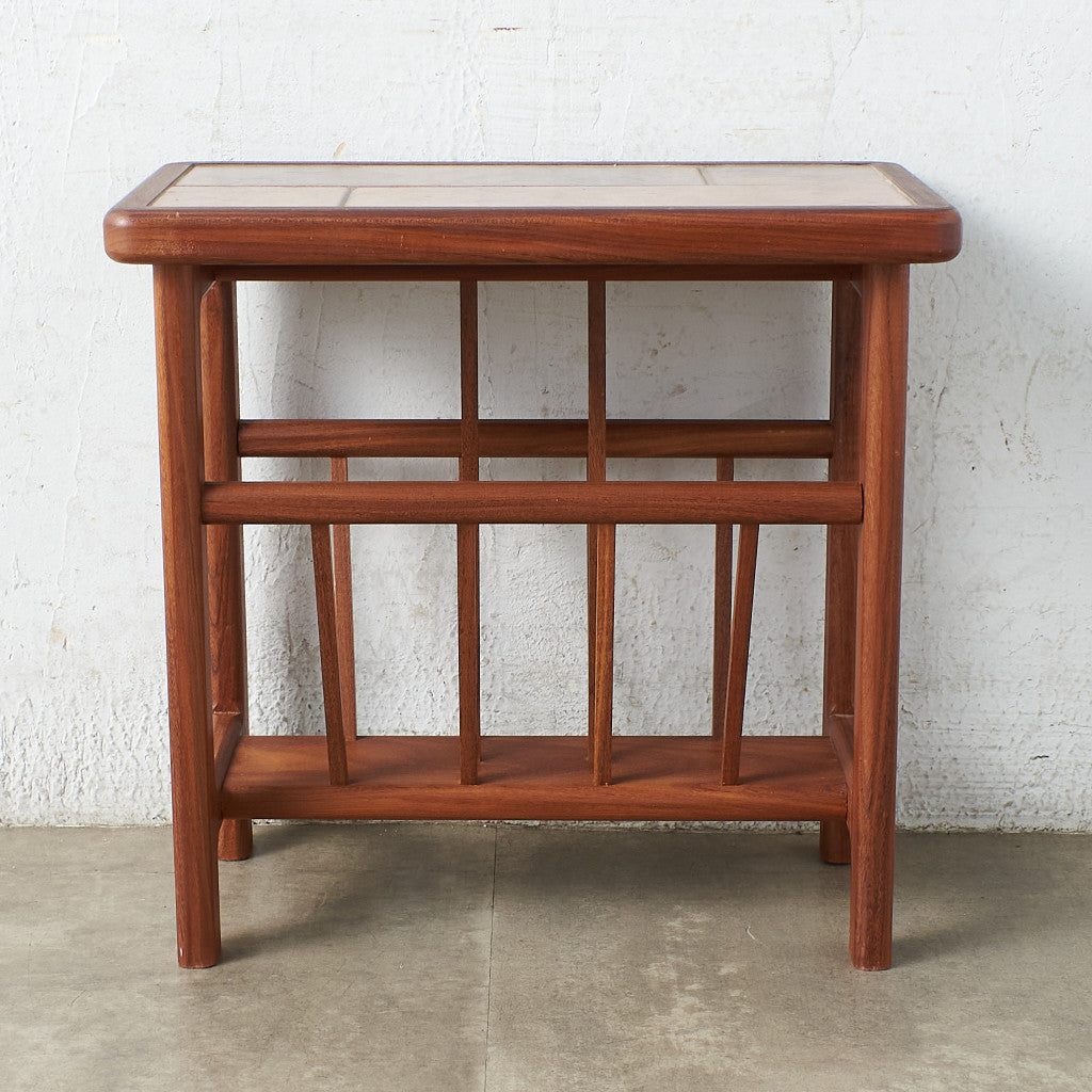 67534][AnBerCraft]英国ヴィンテージ マガジンラック付き タイルトップ