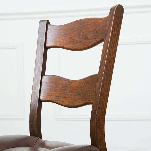 オランダ民芸家具 オーク無垢材 ダイニングチェア4脚セット #32946