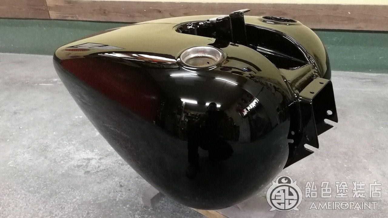 ペイント工程 ハーレー FXR タンク【ソリッドブラック】 | 飴色塗装店