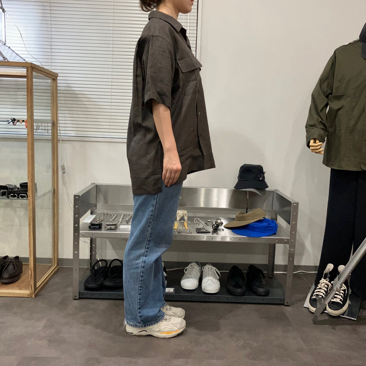 Riprap / OPEN COLLAR SH S/S (LINEN GINGHAM CHECK) – CASDAY