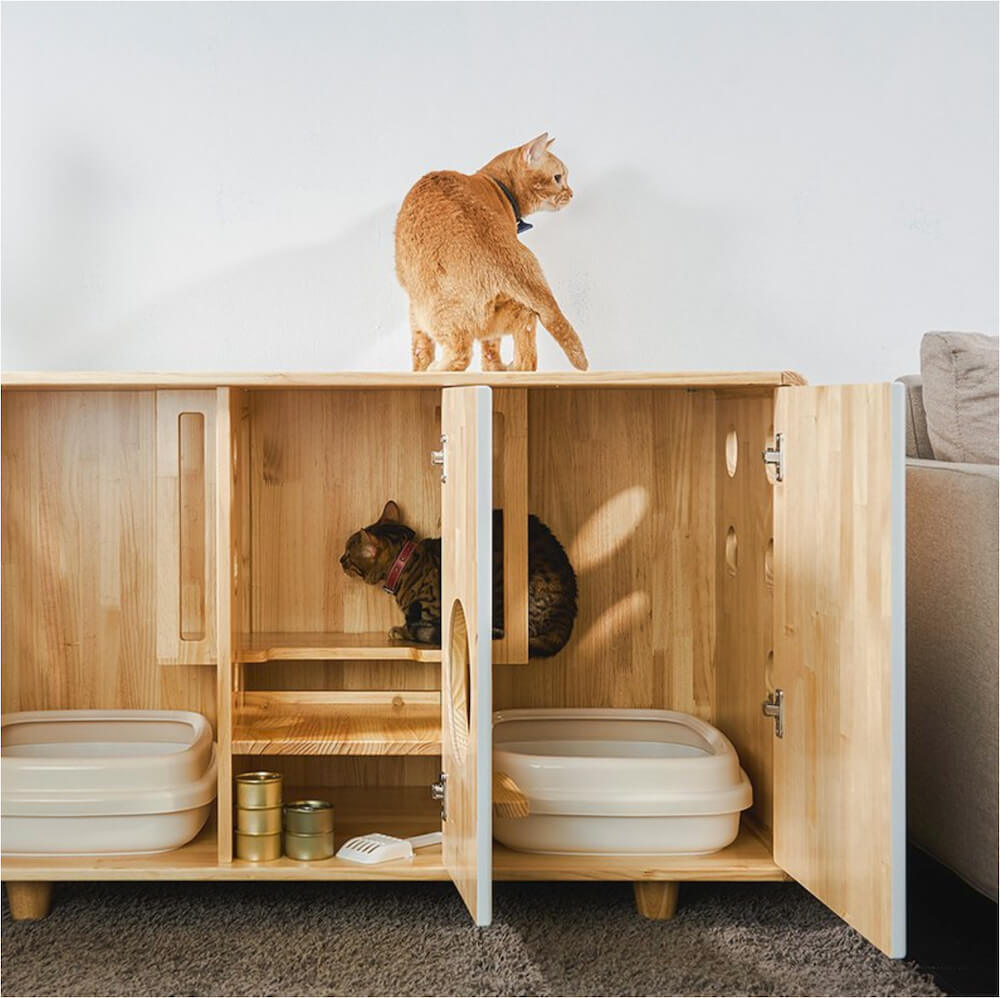 猫トイレを2台まるごと収納できるニャ！台湾メーカーが開発した北欧風
