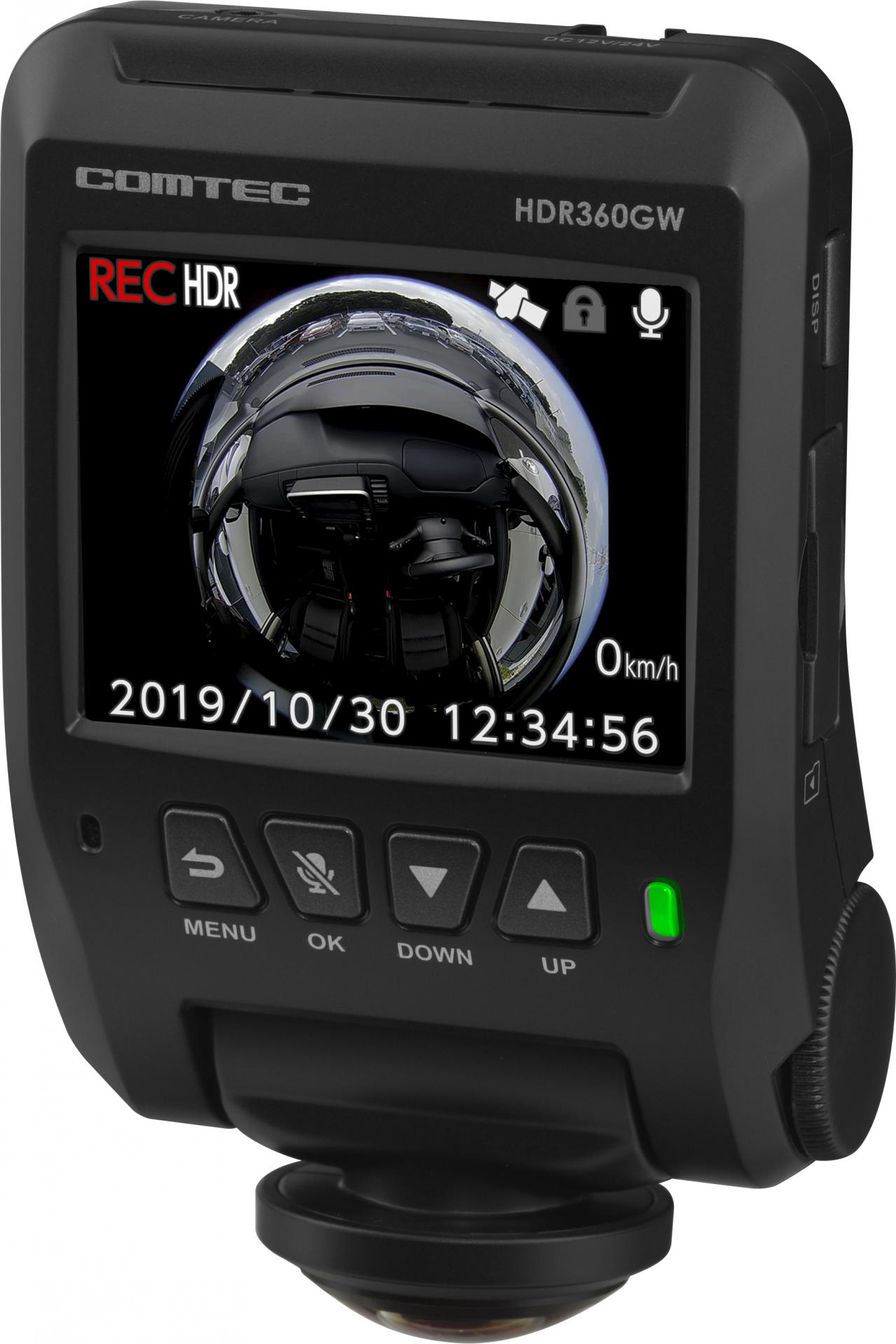 コムテックのドライブレコーダーHDR360GW は、全天周カメラ＋リア