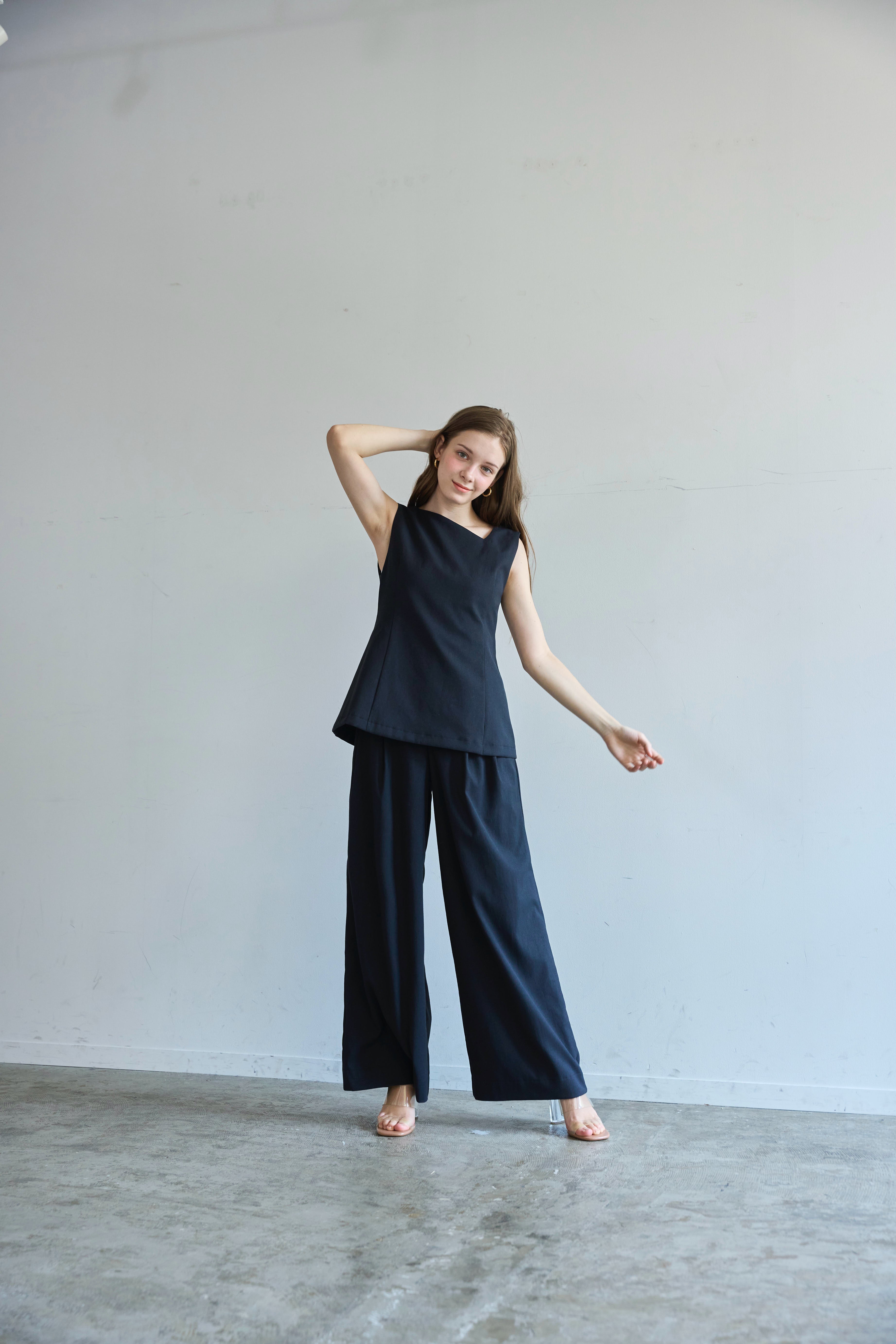 Lady linen like tops（Black） – CARLA