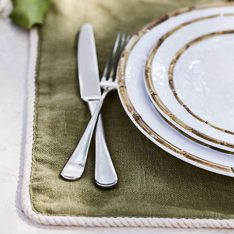 Abbott White and Bamboo Outdoor Melamine Dinner Plate by Jake