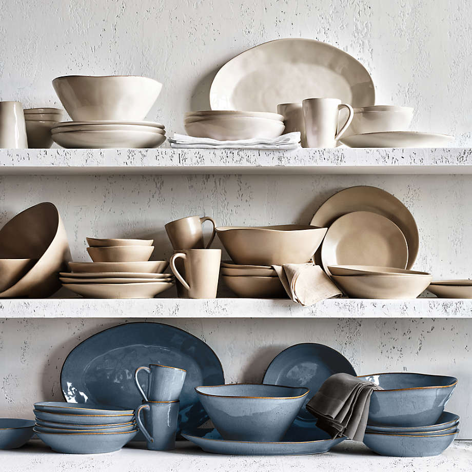 Marin Slate Blue Small Oval Stoneware Platter + Reviews | Crate
