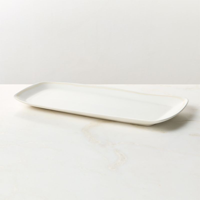 Violeta White Ceramic Vanity Tray + Reviews | CB2