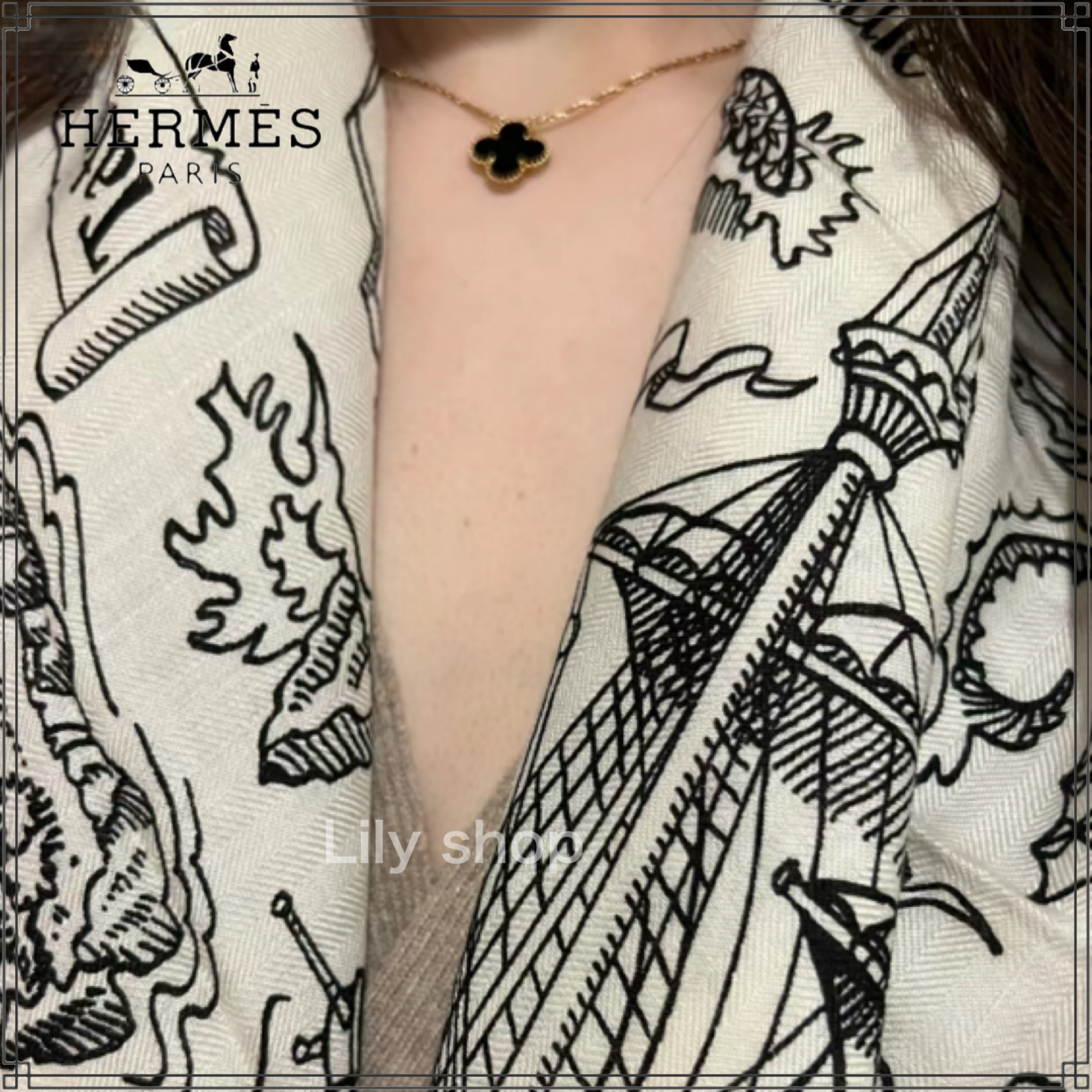 HERMES】カレジェアン140 船乗りのタトゥー・バンダナ (HERMES