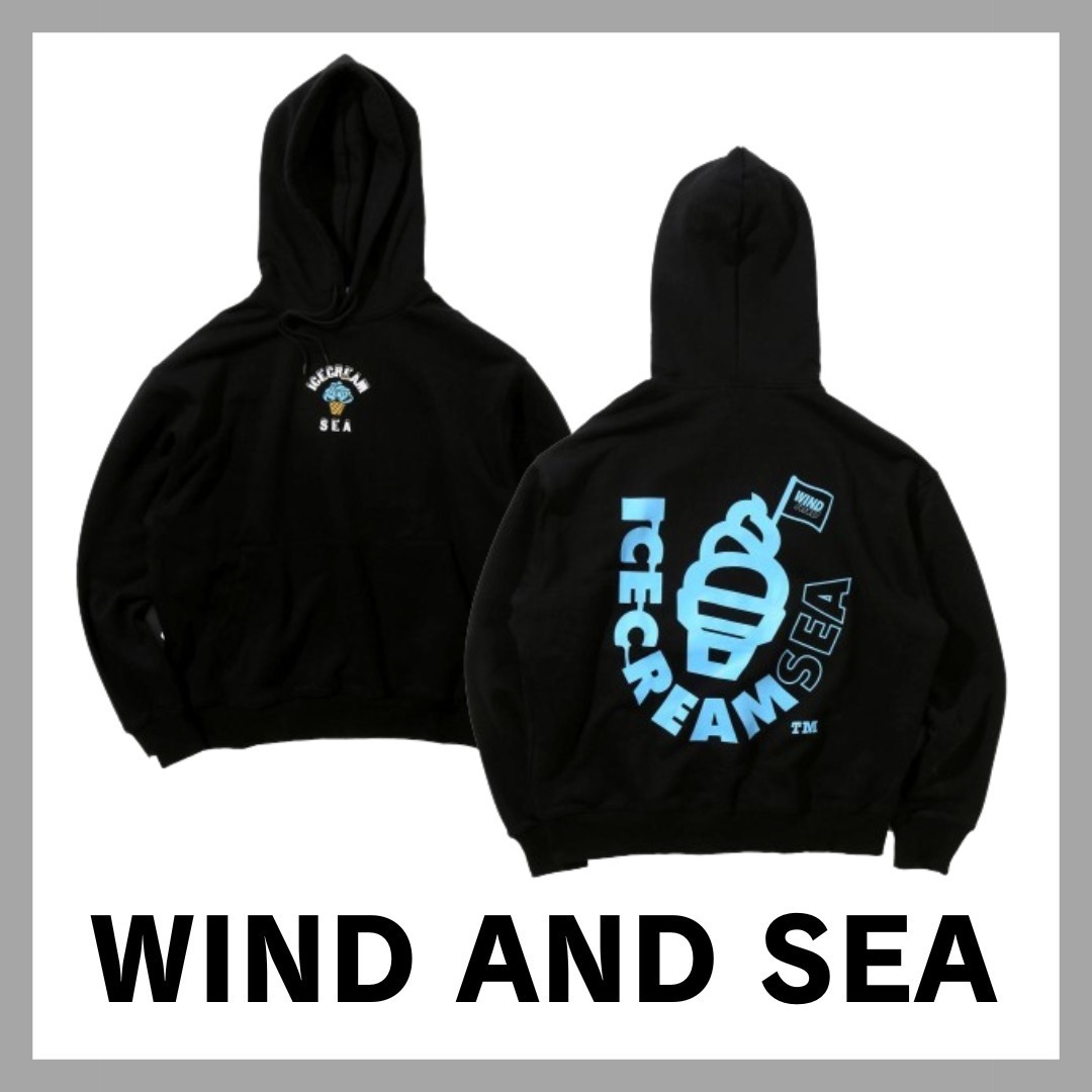 WIND AND SEA】ICECREAM X WIND & SEA COTTON HOODIE #2-BLACK