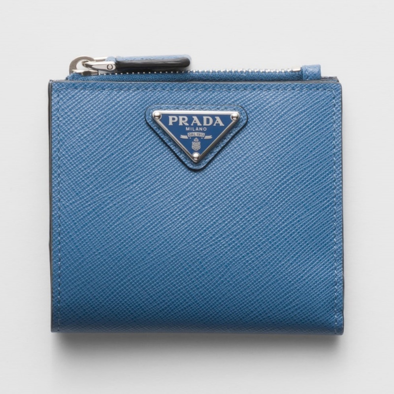 大人気 PRADA◇サフィアーノレザー 二つ折り財布 ジップ小銭入れ