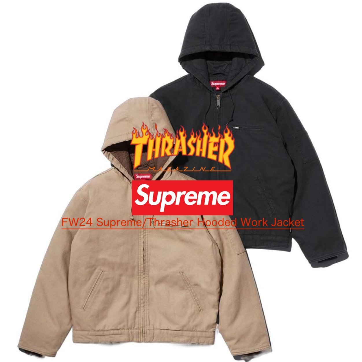 FW24 Supreme Thrasher Hooded Work Jacket - スラッシャー (Supreme