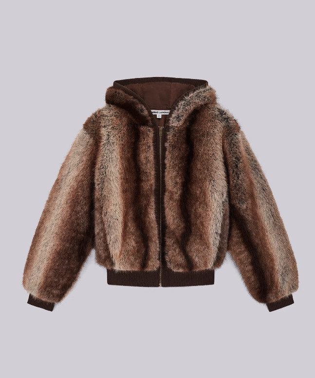 JADED LONDON レオパード フェイクファー フード ジャケット (JADED