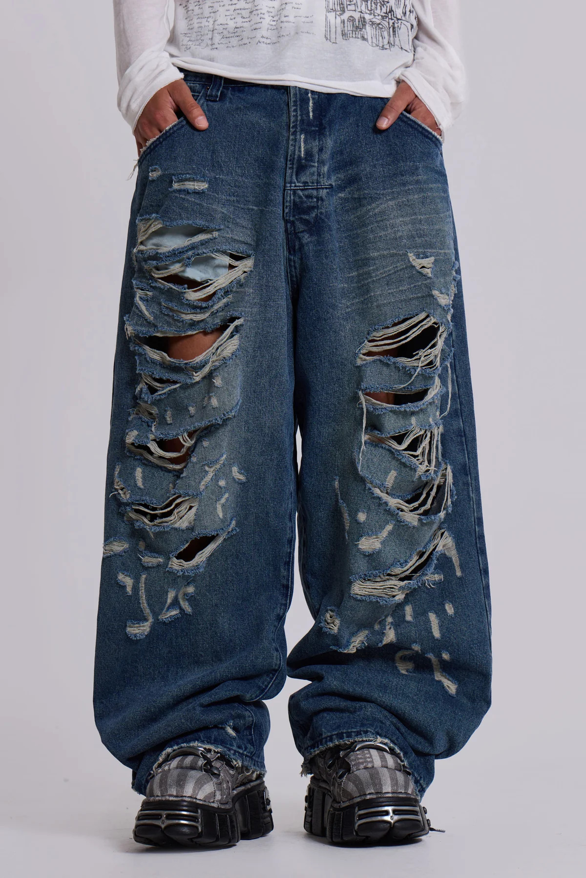 JADED JADED LONDON ダメージ デニムパンツ W28 London ダメージバギー