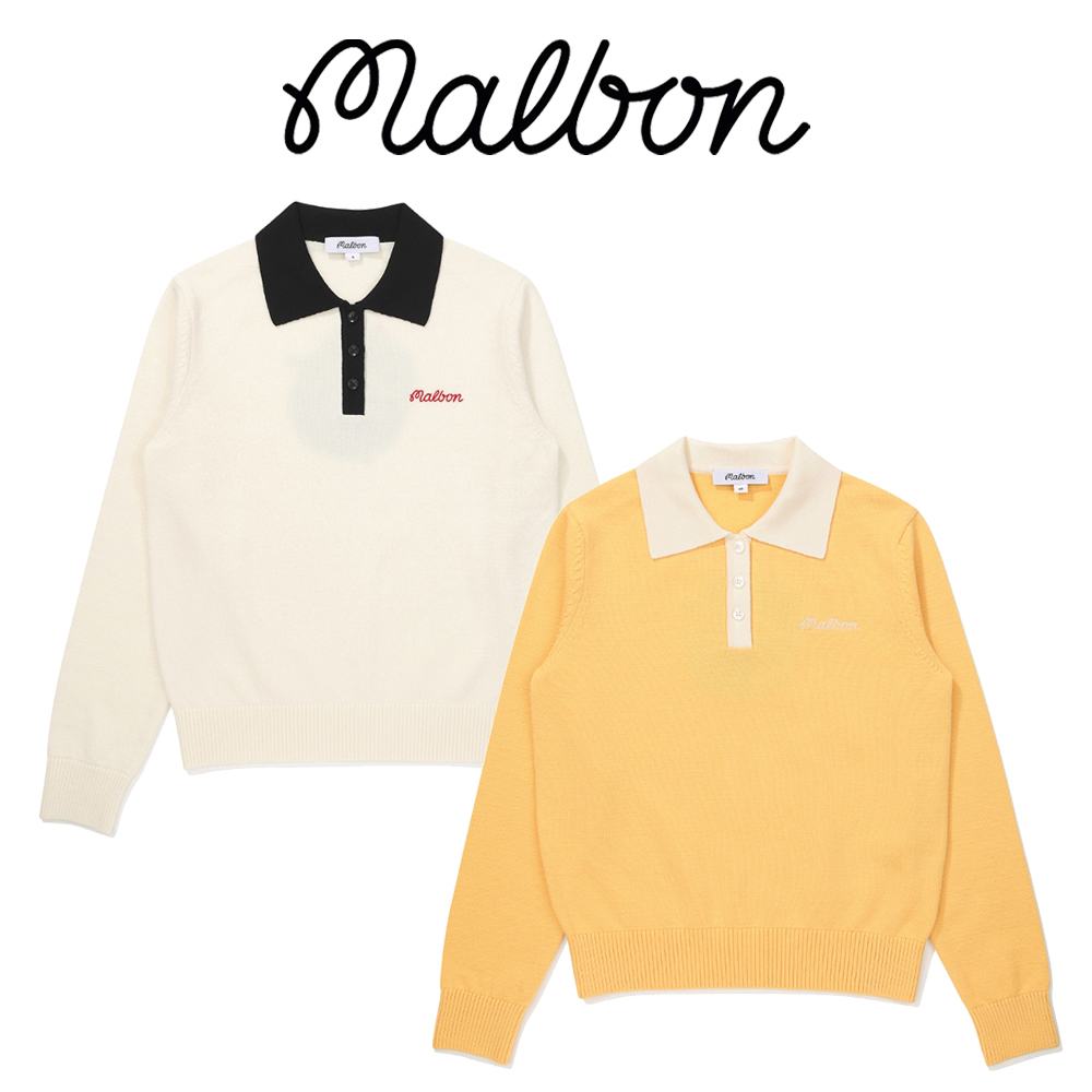 Malbon Golf☆大人気☆W's カラ配色ロングスリーブニット♪
