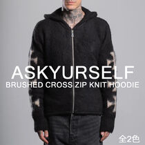 ASKYURSELF/BRUSHED CROSS ZIP ニット フーディ (ASKYURSELF/パーカー