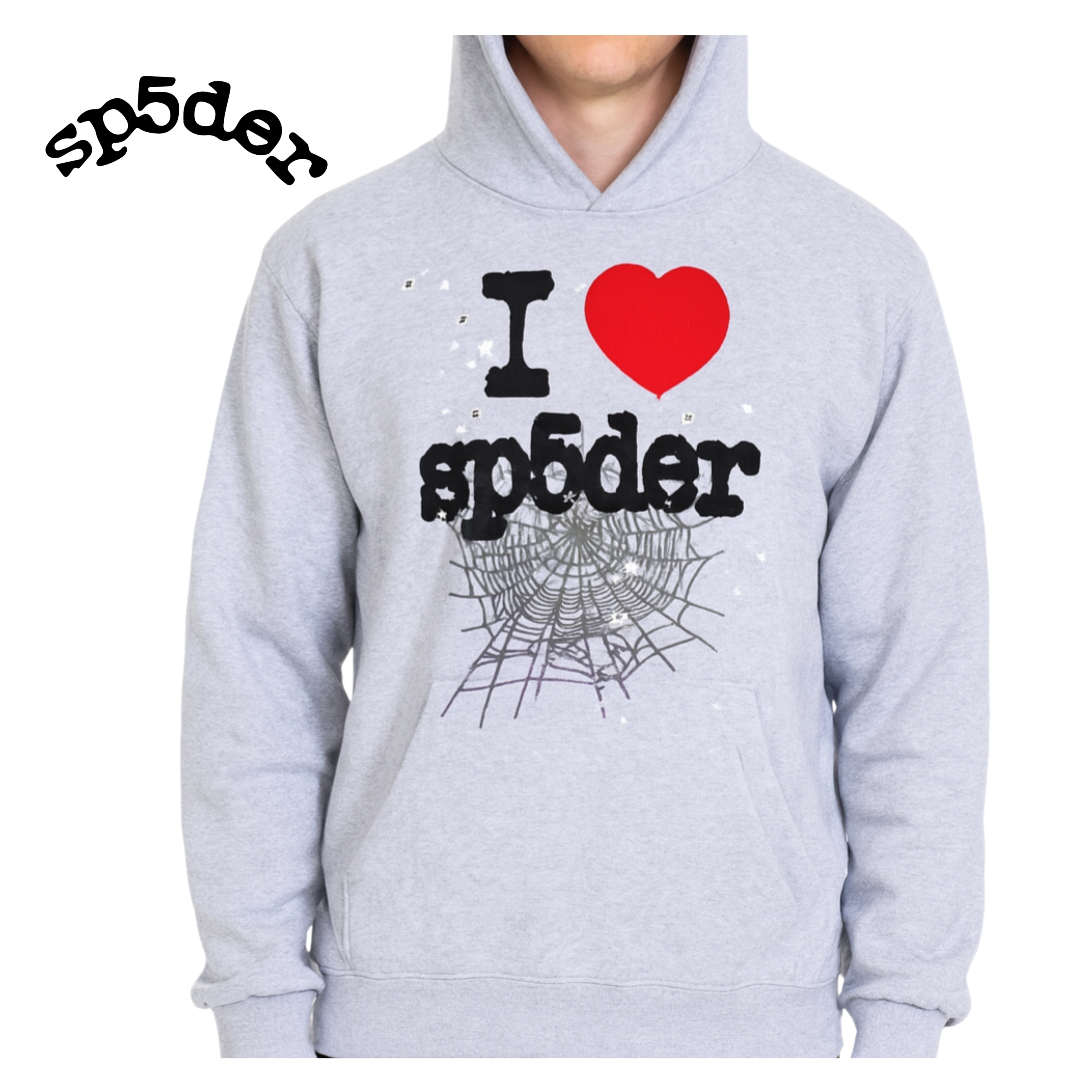 Sp5der】Souvenir Hoodie グレー プリント パーカー メンズ (SP5DER