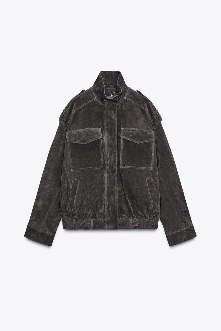 ZARA】スエードレザージャケット カーボン | 4341/770/822 (ZARA