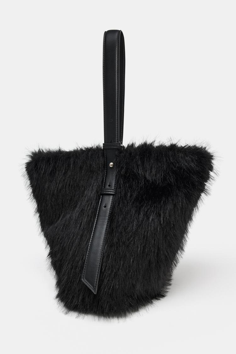 ZARA】フェイクファーバケットバッグ ブラック | 6466/610/800 (ZARA