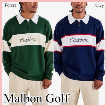 ネイビー（紺）系 S Malbon Golf(マルボンゴルフ) キャップ(メンズ