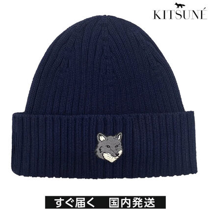 ネイビー（紺）系 MAISON KITSUNE(メゾンキツネ) ニットキャップ