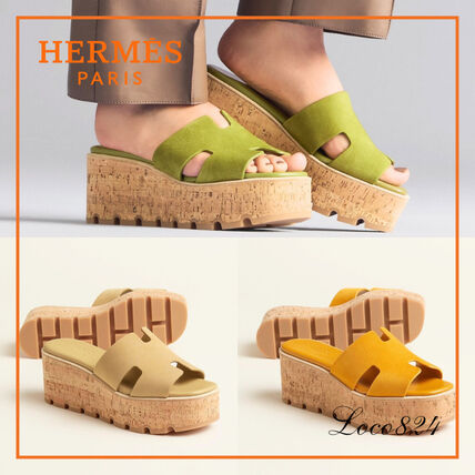 イエロー（黄色）系 HERMES(エルメス) サンダル・ミュール(レディース