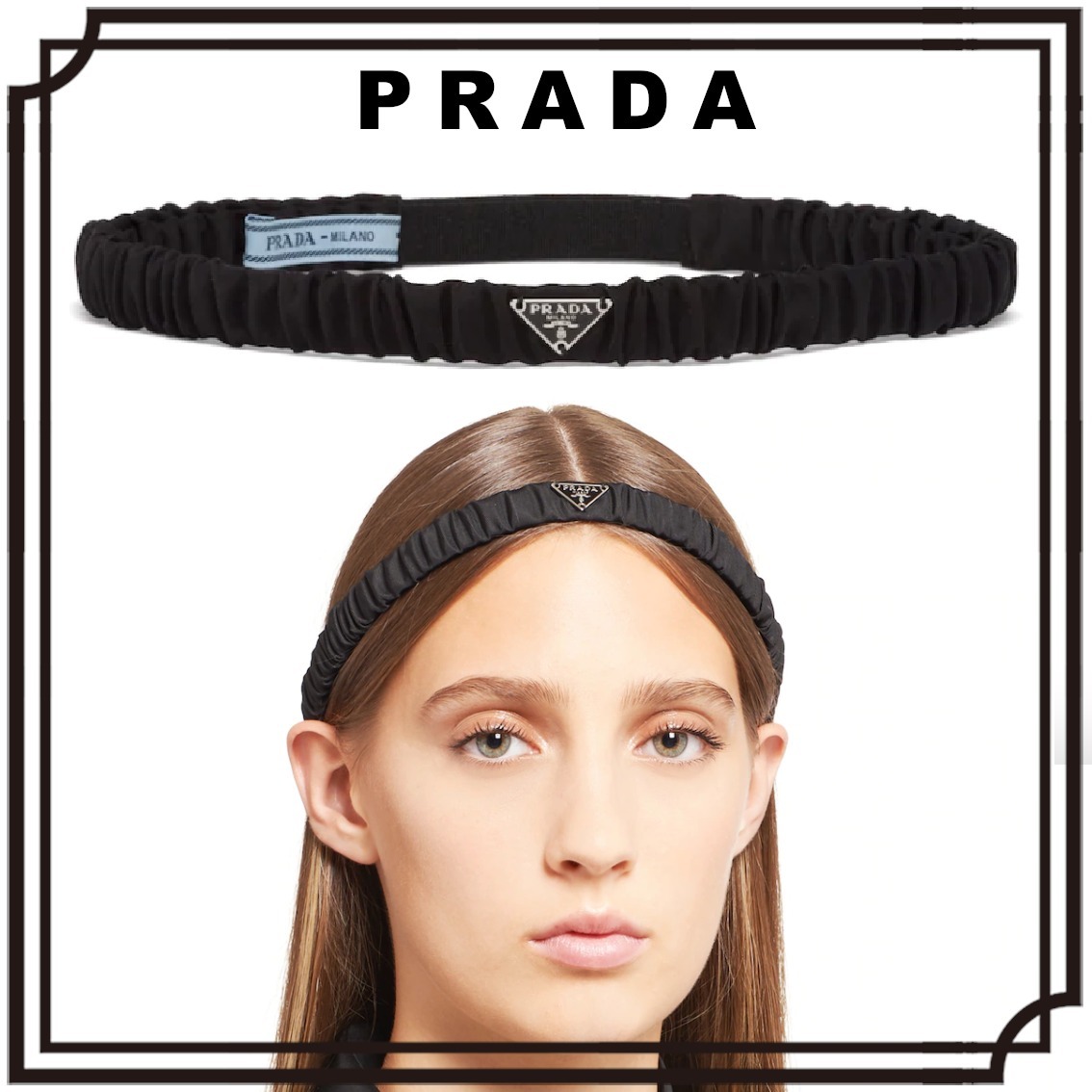 PRADA Re Nylon トライアングルロゴ ヘッドバンド 直営店買付 (PRADA