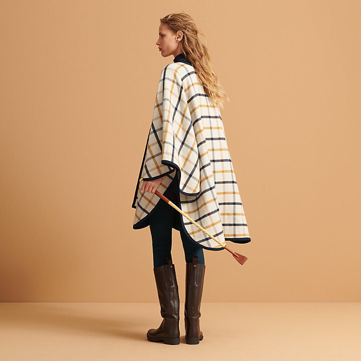 HERMES リバーシブルポンチョ《Camail》ネイビー DHL発送 直営店