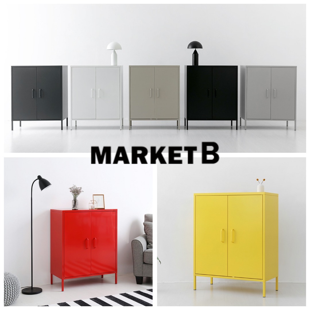 韓国 MARKET B) MKB 扉付きスチールキャビネット W80 6色 1086 (MARKET