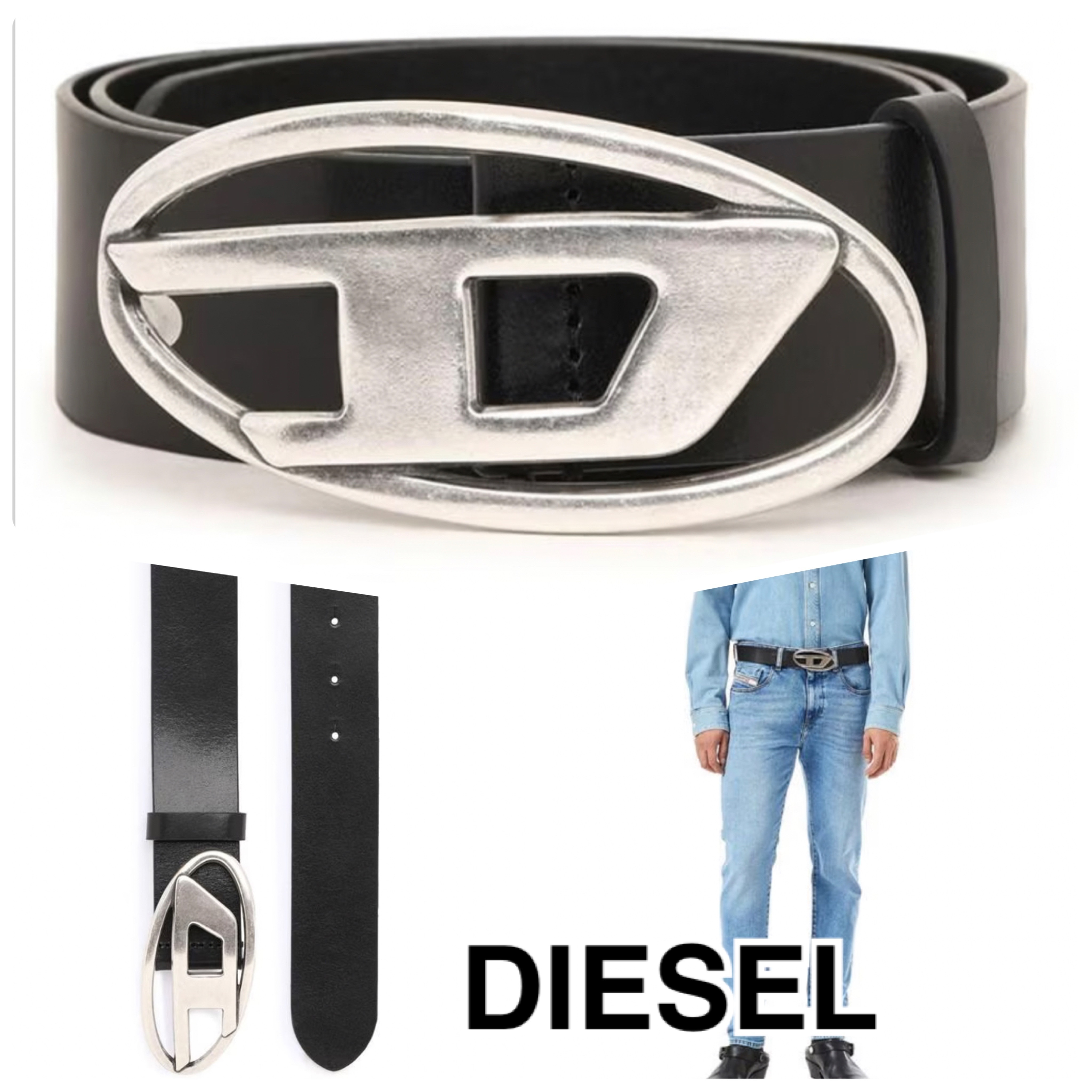 DIESEL Dロゴ バックル ベルト Black (DIESEL/ベルト) 95580128【BUYMA】