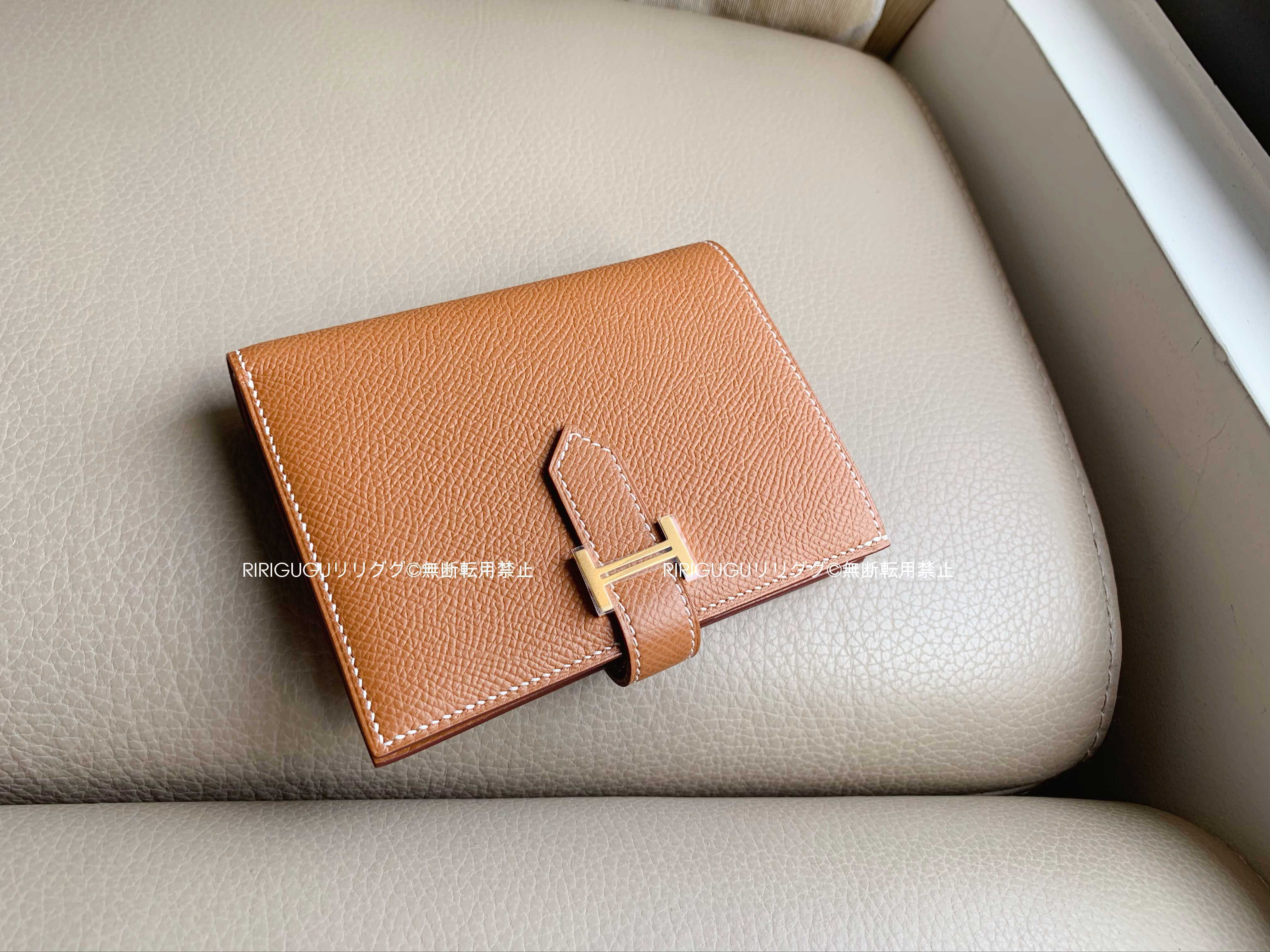 エルメス)ベアンコンパクト☆ゴールドXゴールド (HERMES/折りたたみ