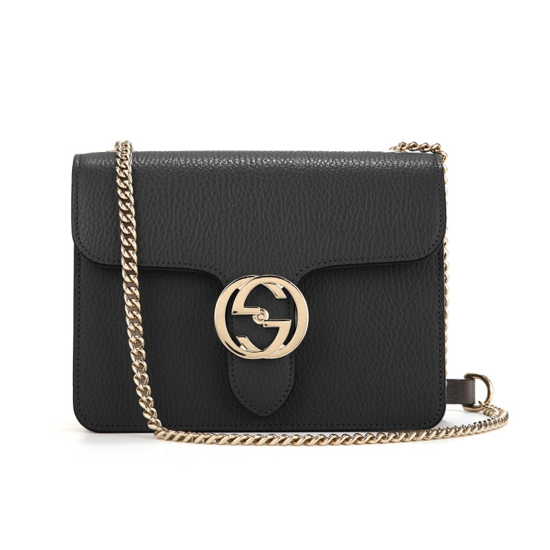関税負担なし☆Gucci Interlocking Chain Leather Cross Bag (GUCCI